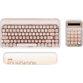 LOFREE DOT Foundation Mechanical Keyboard with Wireless Numpad & Jelly Palm Rest, 75% Rechargeable Hot-swappable Keyboards with 3 Types Connection for Windows, Mac OS/Pink GATERON Baby Racoon Switches