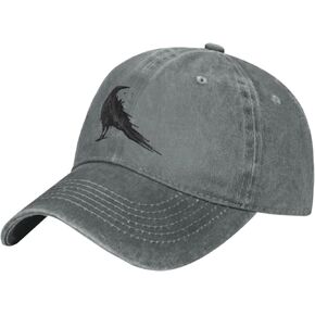 Vintage-Crow-Raven-Black-Bird Retro Funny Gifts Baseball Hats for Men Women Gray Cowboy Hat Trucker Hat Sun Hats