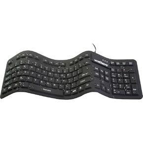 WetKeys Case of (10) KBWKFC106-BK Soft-Touch Comfort Professional-Grade Full-Size Flexible Silicone Waterproof Keyboard (USB) (Black) | KBWKFC106-BK-C10