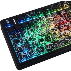 Tsungup Shine Through PBT Keycaps,138 Keys Custom Cool Dragon Pattern Side Printed Keycaps,Cherry Profile Key Caps Keyboard Keycap Set for 60% 65% 75% 80% 100% MX Switches Mechanical Keyboard(Black)