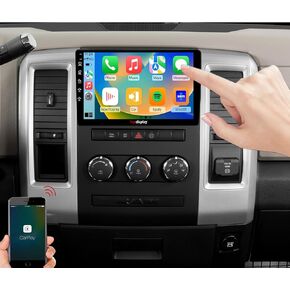 Qled Radio Upgrade لـ Dodge RAM 1500 2009 2010 2011 ، 2012،8 CORE CPU ، استريو شاشة تعمل باللمس ، CarPlay و Android Auto ، كاميرا مجانية