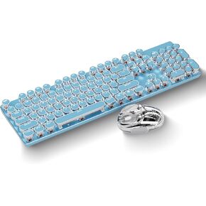EWEADN TK950 Typewriter Keyboard Wireless Mechanical Keyboard,Q9 Wireless Clear Mouse Dual Mode Bluetooth & 2.4G USB