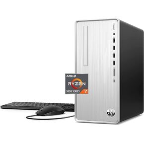 HP Pavilion Desktop PC, AMD Ryzen 7 5700G (8 cores), 32GB RAM, 1TB SSD, 2TB HDD, AMD Radeon Graphics, Wi-Fi, Bluetooth, Keyboard and Mouse Combo, 9 USB Ports, Windows 11, Silver