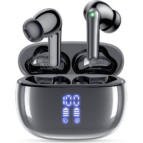 Ear Buds Wireless Earbuds - Bluetooth Headphones 40H Playtime LED Display Deep Bass Stereo in-Ear Earphones with IPX7 Waterproof for iPhone Android Phone Tablet Laptop, Stargrey