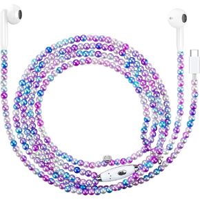 USB C Wired Headphones for iPhone 16 15 Pro Max Plus USB Type C Earbuds with Microphone in Ear USB-C Wired Earbud Earphones for Galaxy S25 S24 Ultra S23 S22 S21 S20 All Type C Devices Colorful