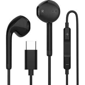 USB C Headphones for iPhone 16 15, Wired Headphones USBC for iPad Pro Air Mini, iPad 10th, MacBook, Type C Earbuds for Samsung, Google Pxiel, Earphones for Lenovo, Dell, Microphone, Volume Control