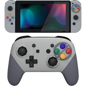 eXtremeRate SFC SNES Classic EU Style Custom Shell for Nintendo Switch, Octagonal Gated Sticks Design Replacement Full Set Shell for Nintendo Switch Pro Controller - Console Controller NOT Included