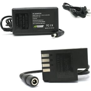Wasabi Power AC Power Adapter Kit with DC Coupler for Panasonic DMW-BLF19, DMW-DCC12, DMW-AC8, DMW-AC10 and Panasonic Lumix DMC-GH3, DMC-GH4, DC-GH5, DC-GH5S, DC-G9 Cameras