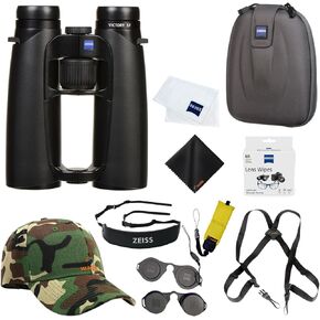 Zeiss 8x42 Victory SF Binoculars for Bird Watching (Black) with Waith Harness Strap, Waith Camo Baseball Hat, Waith Cleaning Cloth, Zeiss Lens Wipes Box and Waith Floating Strap (Yellow) (Bundle Set)