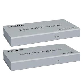 200M HDMI KVM Extender Over IP RJ45 cat5e/6 1080P HDMI USB KVM Ethernet Extender one to Many by Gigabit Switch for PC DVR Loptop(1 TX and 1 RX,with AU Plug)
