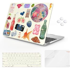 iCasso Compatible with MacBook Air 13 inch Case 2022 2021 2020-2018 Release A2337 M1 A2179 A1932, Cute Protective Plastic Hard Shell Case+Keyboard Cover for Mac Air 13.3,Flower Vine