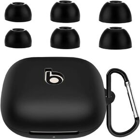 for Powerbeats Pro 2 Case Ear Tips Kit, Silicone Shockproof Skin with Keychain and 3 Pairs Silicone Eartips Set Accessories Comopatible with Powerbeats Pro 2nd Black