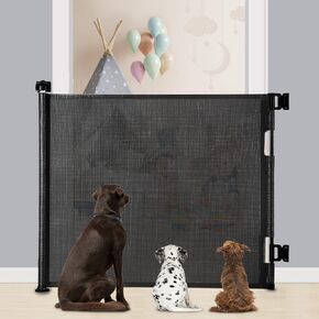 Retractable Baby Gate, Extra Wide Safety Kids or Pets Gate, 33" Tall, Extends to 55" Wide, Mesh Safety Dog Gate for Stairs, Indoor, Outdoor, Doorways, Hallways, One Hand Easy to Wipe in Saudi Arabia