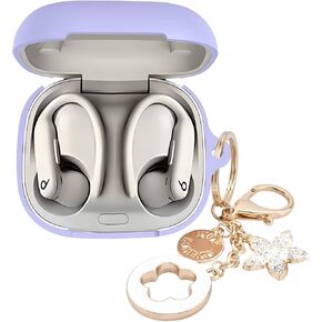 Silicone Case Cover for Powerbeats Pro 2 Earbuds with Stylish Bling Keychain - Compatible with Beats Powerbeats Pro 2 Protective Case for Women, Shockproof & Portable (Pink)