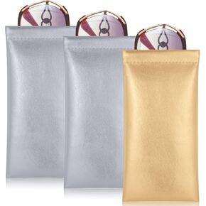 TRIUMPH VISION Squeeze Glasses Pouch 2 Pack - Sunglasses Bag Holder PU Leather Eyeglass Pouches