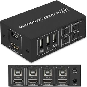 4 Port HD KVM Switch HDMI 4K USB HD Switcher HD KVM HDMI متوافقة