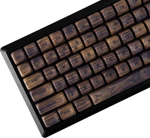 YMDK Wood PBT Keycaps MOA Profile 130 Keys Dye Sub Top Print Walnut Pattern Custom Keycap Set for MX Mechanical Keyboard 61/64/68/84/87/100/104/108% Layout in Saudi Arabia
