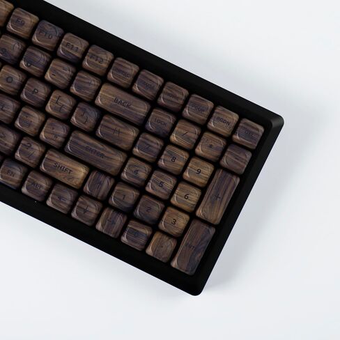 YMDK Wood PBT Keycaps MOA Profile 130 Keys Dye Sub Top Print Walnut Pattern Custom Keycap Set for MX Mechanical Keyboard 61/64/68/84/87/100/104/108% Layout in Saudi Arabia