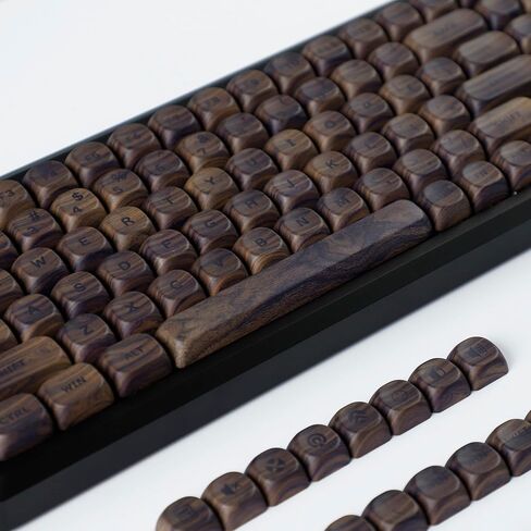 YMDK Wood PBT Keycaps MOA Profile 130 Keys Dye Sub Top Print Walnut Pattern Custom Keycap Set for MX Mechanical Keyboard 61/64/68/84/87/100/104/108% Layout in Saudi Arabia