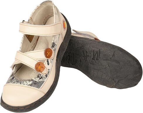 TMA EYES Button Criss Cross Strap Leather Women Flat Shoes in Saudi Arabia
