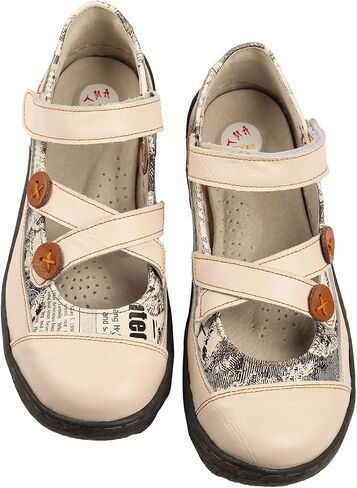 TMA EYES Button Criss Cross Strap Leather Women Flat Shoes in Saudi Arabia
