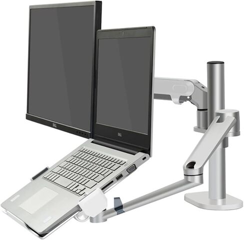 ol-3s ارتفاع سطح المكتب ARM DUAL ARM 17-32 بوصة حامل الشاشة+12-17 بوصة حامل الكمبيوتر المحمول حامل الذراع الكامل للحركة (أسود) in Saudi Arabia