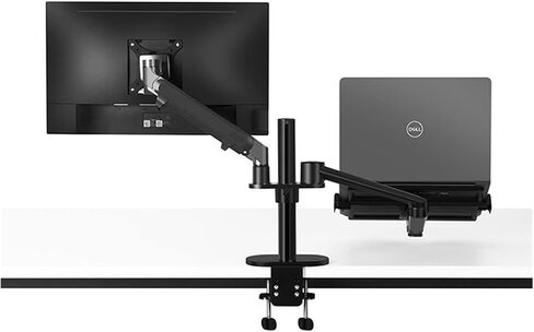 ol-3s ارتفاع سطح المكتب ARM DUAL ARM 17-32 بوصة حامل الشاشة+12-17 بوصة حامل الكمبيوتر المحمول حامل الذراع الكامل للحركة (أسود) in Saudi Arabia