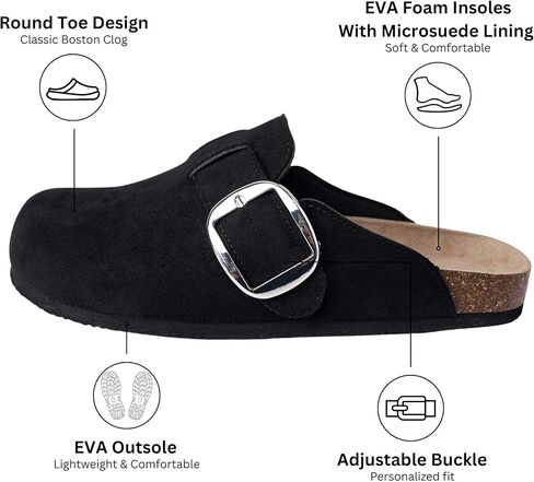 Alpine Swiss Edith Womens Clogs Cork Footbed Slippers Mules Slip On Potato Shoes in Kuwait