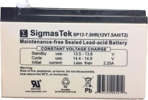 SIGMASTEK SP12-7.5HR-12V 7.5AH F2 SLA بطارية-استبدال: UB1270-F2 ، UB1280-F2 (D5779) ، APC CURK2 ، SC420 ، SUVS420 ، SU420NET ، SU360SX ، CP36U52 ، CP24U12D ، CPSL ، CPSL ، CPSL ، CPSL ، CPSL ، CPSL ، CPSL ، in Saudi Arabia