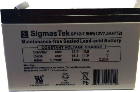 SIGMASTEK SP12-7.5HR-12V 7.5AH F2 SLA بطارية-استبدال: UB1270-F2 ، UB1280-F2 (D5779) ، APC CURK2 ، SC420 ، SUVS420 ، SU420NET ، SU360SX ، CP36U52 ، CP24U12D ، CPSL ، CPSL ، CPSL ، CPSL ، CPSL ، CPSL ، CPSL ، in Saudi Arabia