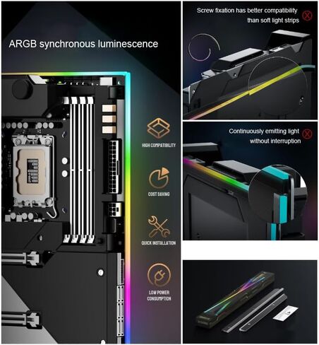 ARGB Motherboard Illuminated Atmosphere Light Strips 5V 3Pin Synchronous Light Bar for IO Computer Host M-ATX/ATX Desktop PC Accessory Decorative Light Board (M-ATX(245 * 245mm)) in Saudi Arabia