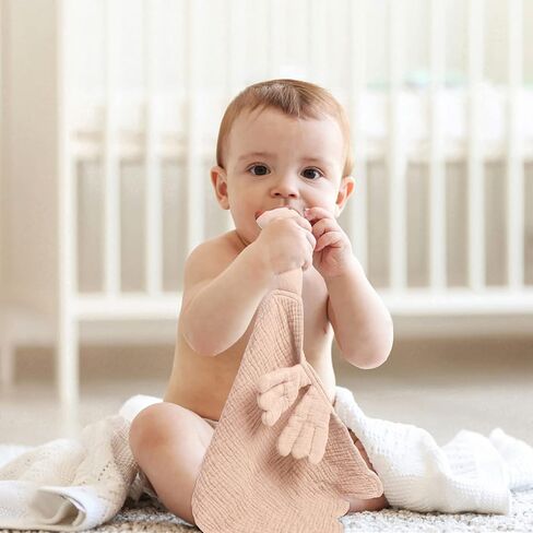 Lulu moon Baby Security Blanket for Unisex, Cotton Muslin Baby Lovey, Soft & Breathable Lovie Baby Gifts for Boys and Girls, 15 * 12 Inch (Cream) in Kuwait