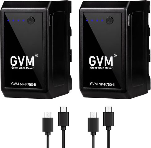 GVM 2 Packs NP-F750 بديل مع كابلات USB-C قابلة لإعادة الشحن ، وشواحن السفر لـ NP-F975 ، NP-F960 ، NP-F950 ، NP-F930 ، NP-F770 ، NP-F750 ، NP-F550 ، DCR ، DSR ، HDR ، FDR ، HVR ، HVR ، in Kuwait