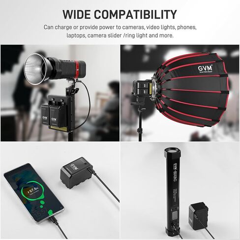 GVM 2 Packs NP-F750 بديل مع كابلات USB-C قابلة لإعادة الشحن ، وشواحن السفر لـ NP-F975 ، NP-F960 ، NP-F950 ، NP-F930 ، NP-F770 ، NP-F750 ، NP-F550 ، DCR ، DSR ، HDR ، FDR ، HVR ، HVR ، in Kuwait