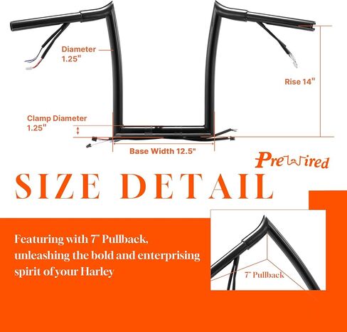 Prewired 14 Inch Softail Mercenary Handlebars Ape Hangers for 2012-2015 Harley Breakout and Fat Boy Models, Chrome in Saudi Arabia