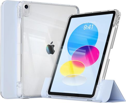 KenKe Case for iPad A16 11th Gen 11-inch 2025/10th Generation 10.9" 2022 with Pencil Holder, Detachable 2 in 1 Sliding Removable Cover, Transparent PC Back&TPU Shockproof, Slim Trifold, Sky Blue in Saudi Arabia