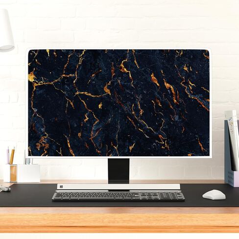 Baocicco Golden and Gray Marble Monitor Dust Covers 22, 23, 24, 25 Inch Artistical Panel Case Computer Monitor Covers Sleeve Compatible with PC Desktop and TV Anti-Static Dustproof Protective in Saudi Arabia