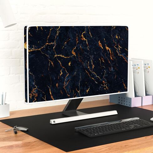 Baocicco Golden and Gray Marble Monitor Dust Covers 22, 23, 24, 25 Inch Artistical Panel Case Computer Monitor Covers Sleeve Compatible with PC Desktop and TV Anti-Static Dustproof Protective in Saudi Arabia