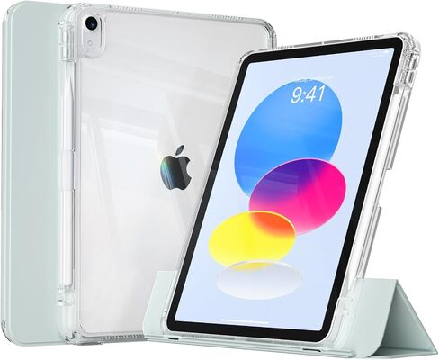 KenKe Case for iPad A16 11th Gen 11-inch 2025/10th Generation 10.9" 2022 with Pencil Holder, Detachable 2 in 1 Sliding Removable Cover, Transparent PC Back&TPU Shockproof, Slim Trifold, Sky Blue in Saudi Arabia