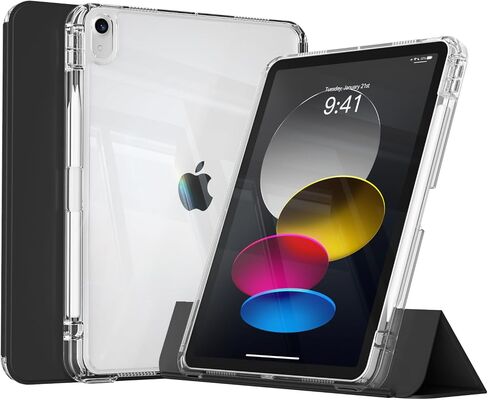 CASE Kenke لـ iPad A16 11th Gen 11 بوصة 2025/10 من الجيل 10.9 "2022 مع حامل قلم رصاص ، قابلة للفصل 2 في 1 غطاء قابلة للإزالة ، وظهر الكمبيوتر الشفاف و TPU صدمية ، TRAFOLD نحيف ، SKY Blue in Kuwait