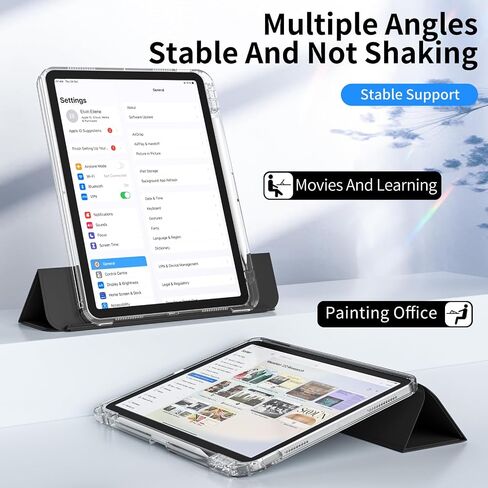CASE Kenke لـ iPad A16 11th Gen 11 بوصة 2025/10 من الجيل 10.9 "2022 مع حامل قلم رصاص ، قابلة للفصل 2 في 1 غطاء قابلة للإزالة ، وظهر الكمبيوتر الشفاف و TPU صدمية ، TRAFOLD نحيف ، SKY Blue in Kuwait