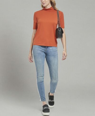 KARL LAGERFELD PARIS Women's Everyday 3/4 Sleeve Knit Top, Spicy Orange, Large in Saudi Arabia