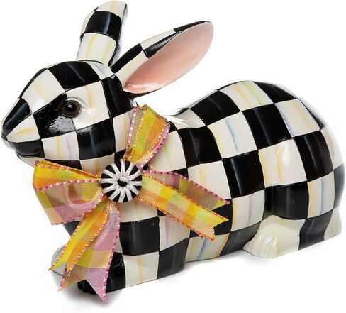 MACKENZIE-CHILDS Sterling Check Standing Bunny, Cute Bunny-Rabbit Figurine, Spring Easter Decoration in Kuwait