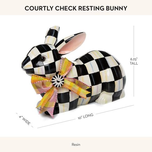 MACKENZIE-CHILDS Sterling Check Standing Bunny, Cute Bunny-Rabbit Figurine, Spring Easter Decoration in Kuwait