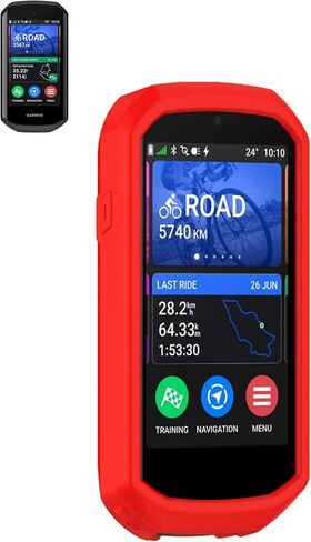 Case for Garmin Edge 1050 GPS Bike Computer ، مادة Sillence ، امتصاص الصدمات وحماية مكافحة الإسقاط الناعمة ، الأحمر. in Kuwait