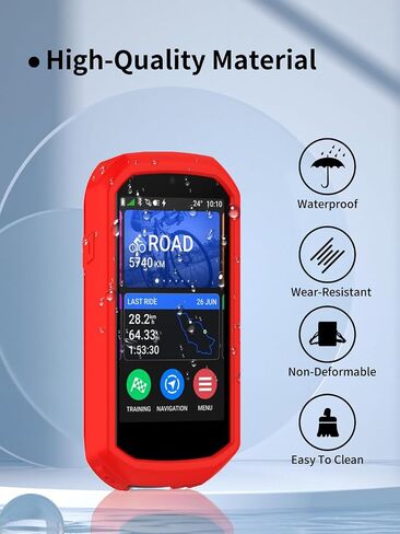 Case for Garmin Edge 1050 GPS Bike Computer ، مادة Sillence ، امتصاص الصدمات وحماية مكافحة الإسقاط الناعمة ، الأحمر. in Kuwait
