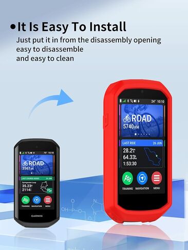 Case for Garmin Edge 1050 GPS Bike Computer ، مادة Sillence ، امتصاص الصدمات وحماية مكافحة الإسقاط الناعمة ، الأحمر. in Kuwait