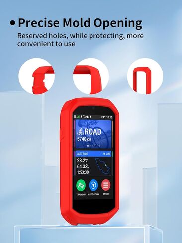 Case for Garmin Edge 1050 GPS Bike Computer ، مادة Sillence ، امتصاص الصدمات وحماية مكافحة الإسقاط الناعمة ، الأحمر. in Kuwait