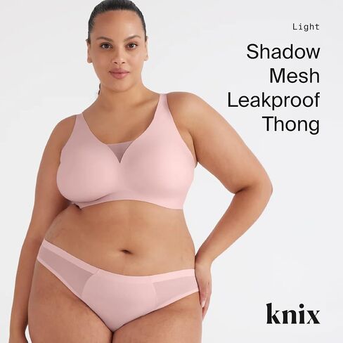KNIX Leakproof Shadow Mesh Thong - Period Underwear for Women - Rose Water, Large (1 Pack) in Saudi Arabia