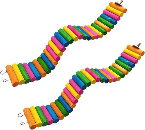 HAMILEDYI Hamster Rainbow Bridge,Flexible Bendy Climbing Ladder Hanging Wooden Chew Toy for Bird Parrot Guinea Pig Chinchilla Chipmunk Sugar Glider Gerbil Mice Squirrel Small Animal(Pack of 2) in Saudi Arabia